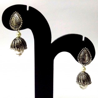 Silver Oxidized Earrings Jhumka Jhumki Ethnic Imitation Jewelry Dangle Long EA24